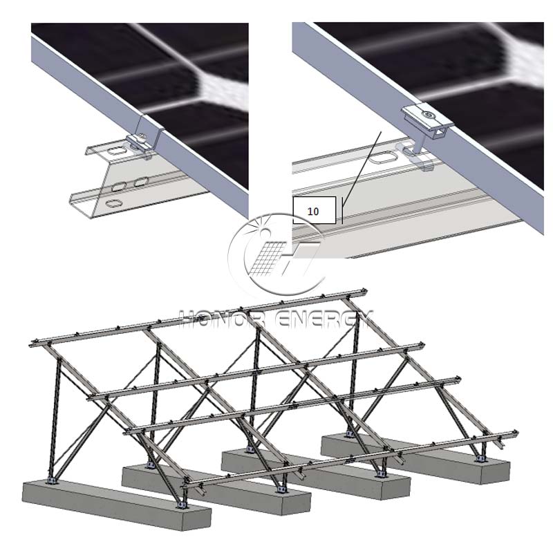 Concrete Steel Solar Flat Roof Mount